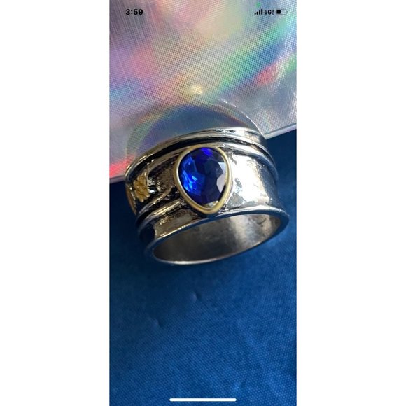 COPY - Blue Sapphire Ring Handcrafted Boho Sundance Yellowstone Tv. Sz7 great … - Picture 3 of 5